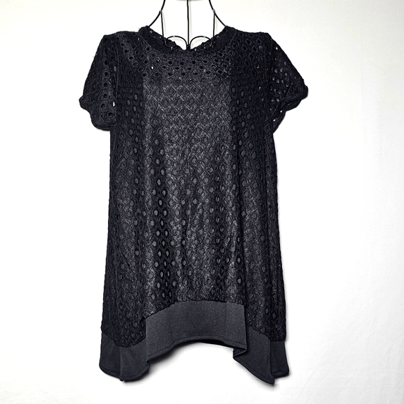 Simply vera short sleeve black layered top xs - Picture 1 of 6